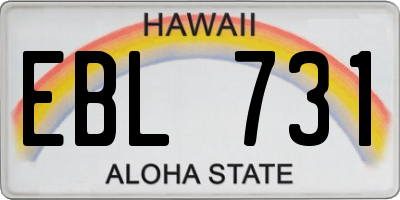 HI license plate EBL731