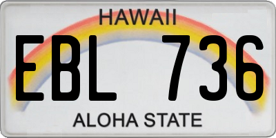 HI license plate EBL736