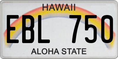 HI license plate EBL750