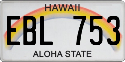 HI license plate EBL753