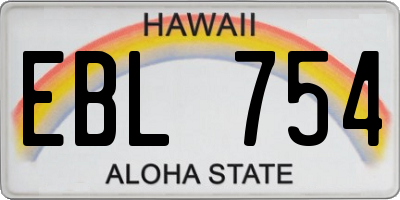 HI license plate EBL754