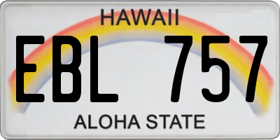 HI license plate EBL757