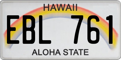 HI license plate EBL761