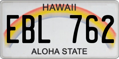 HI license plate EBL762