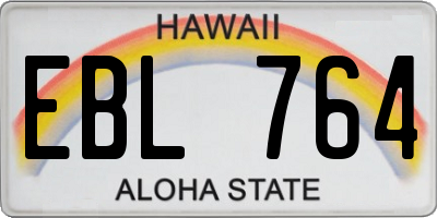 HI license plate EBL764