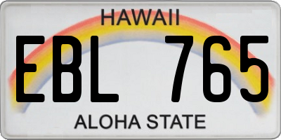 HI license plate EBL765
