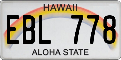HI license plate EBL778