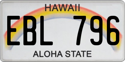 HI license plate EBL796