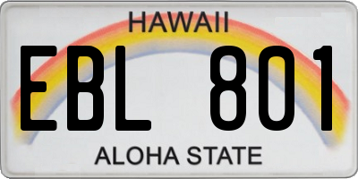 HI license plate EBL801