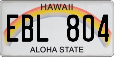 HI license plate EBL804