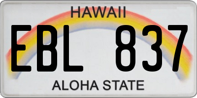 HI license plate EBL837