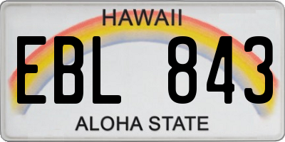 HI license plate EBL843