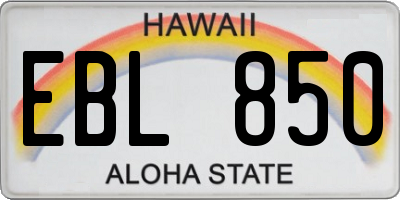 HI license plate EBL850