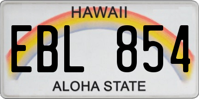 HI license plate EBL854