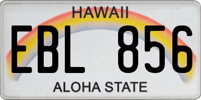 HI license plate EBL856