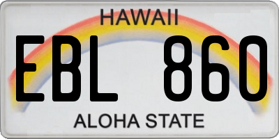 HI license plate EBL860