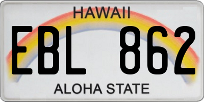 HI license plate EBL862