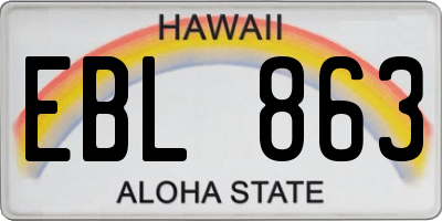 HI license plate EBL863