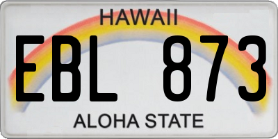 HI license plate EBL873