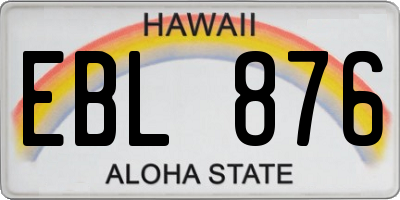 HI license plate EBL876