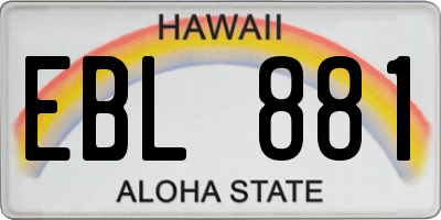 HI license plate EBL881