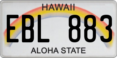 HI license plate EBL883