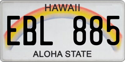 HI license plate EBL885