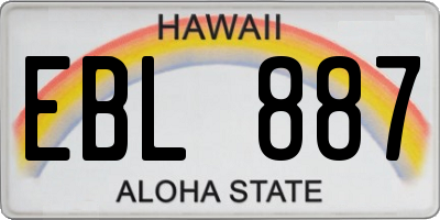 HI license plate EBL887