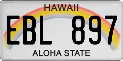 HI license plate EBL897