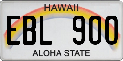 HI license plate EBL900