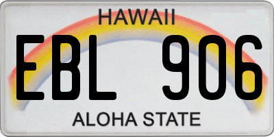 HI license plate EBL906