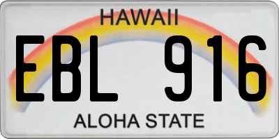 HI license plate EBL916