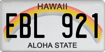 HI license plate EBL921