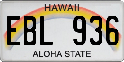 HI license plate EBL936
