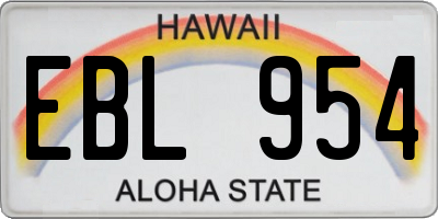 HI license plate EBL954