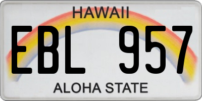 HI license plate EBL957