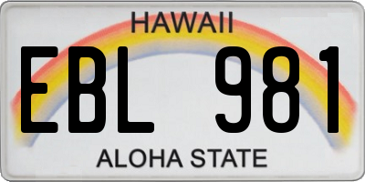 HI license plate EBL981