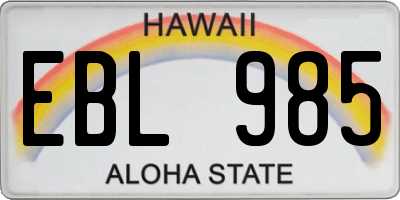 HI license plate EBL985
