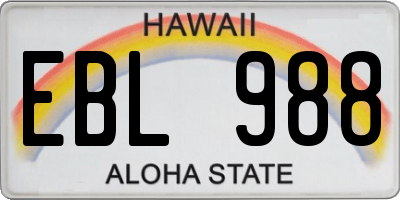 HI license plate EBL988