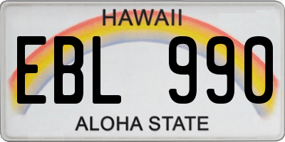 HI license plate EBL990