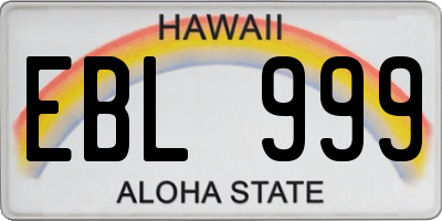 HI license plate EBL999