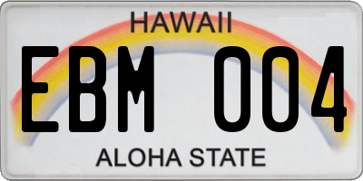 HI license plate EBM004