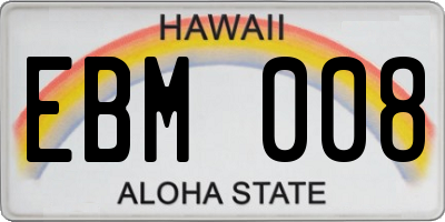 HI license plate EBM008