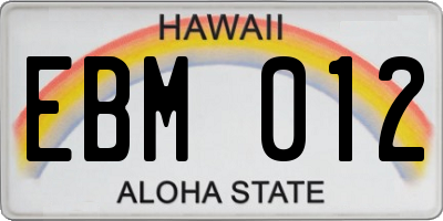 HI license plate EBM012