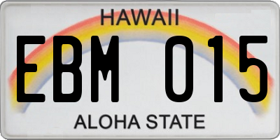HI license plate EBM015