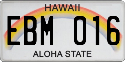 HI license plate EBM016