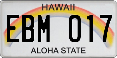 HI license plate EBM017