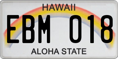 HI license plate EBM018