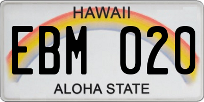 HI license plate EBM020
