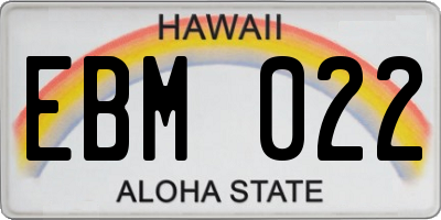 HI license plate EBM022
